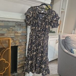 THML Navy and Cream Midi Dress